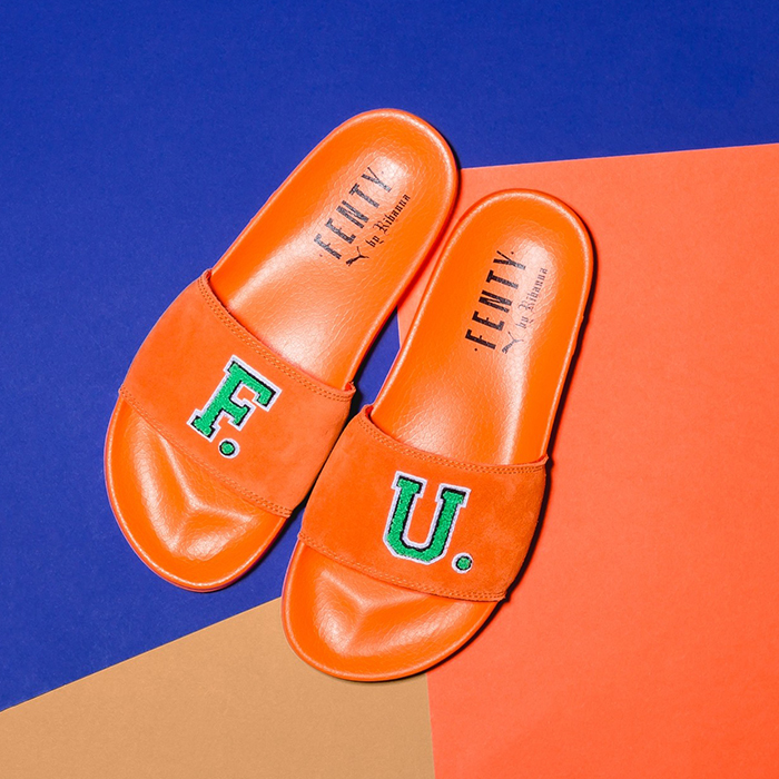 orange fenty slides